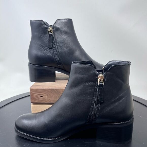 Cole Haan Haidyn Black Leather Ankle Zip Booties 6.5 - Picture 2 of 11